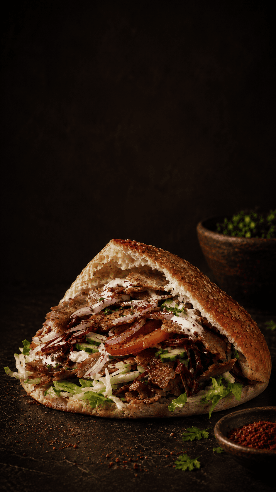 Franklins Döner – frisch vom Spieß, mit Salat und Sauce im Fladenbrot